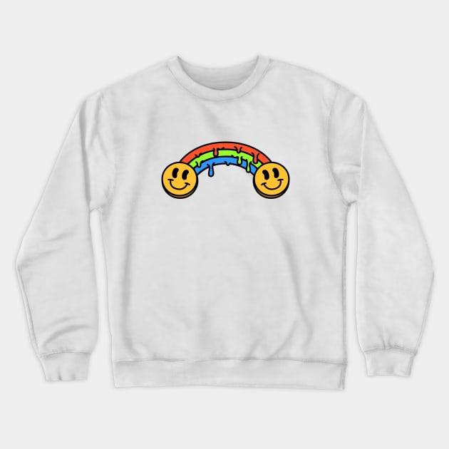 Dripping Rainbow Acid Smileys Crewneck Sweatshirt by imotvoksim